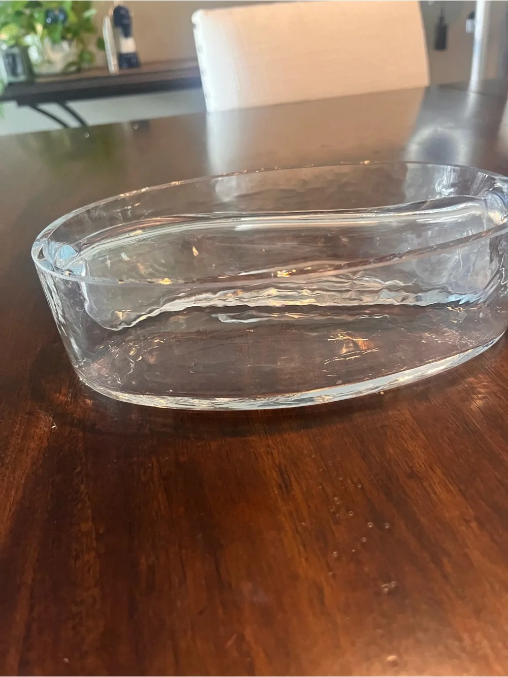 Clear Glass Decorative Dish with Curved Divider